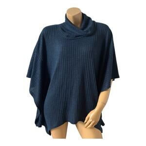 FADED GLORY Womens Size XL (16-18) Blue Ribbed Dolman Sleeve Turtleneck Sweater